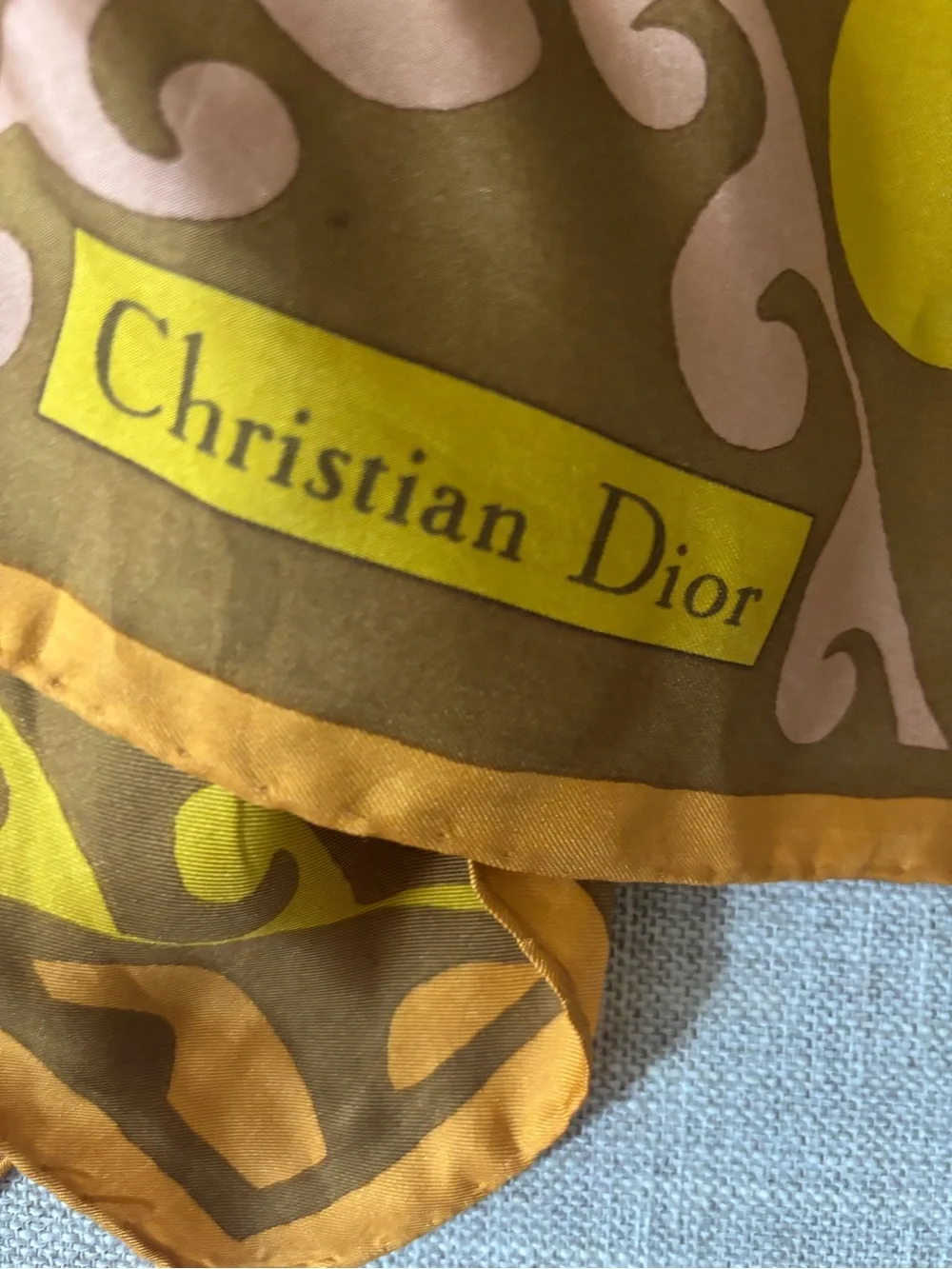 Dior Silk Scarf in Yellow, Brown & Blush